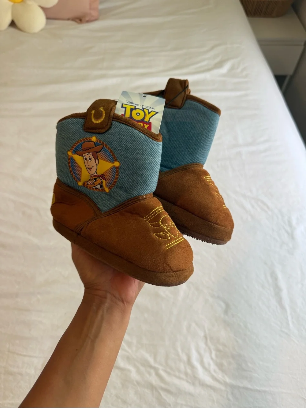 Disney Woody Brown and Blue Kids Boot Slippers